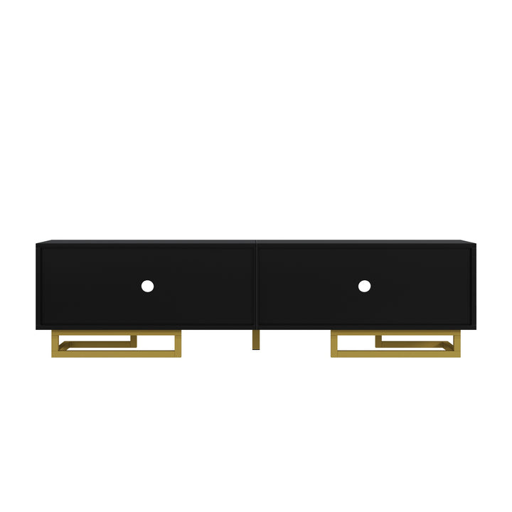 Modern TV stand with textured doors and golden accents SINGULARITYHUB