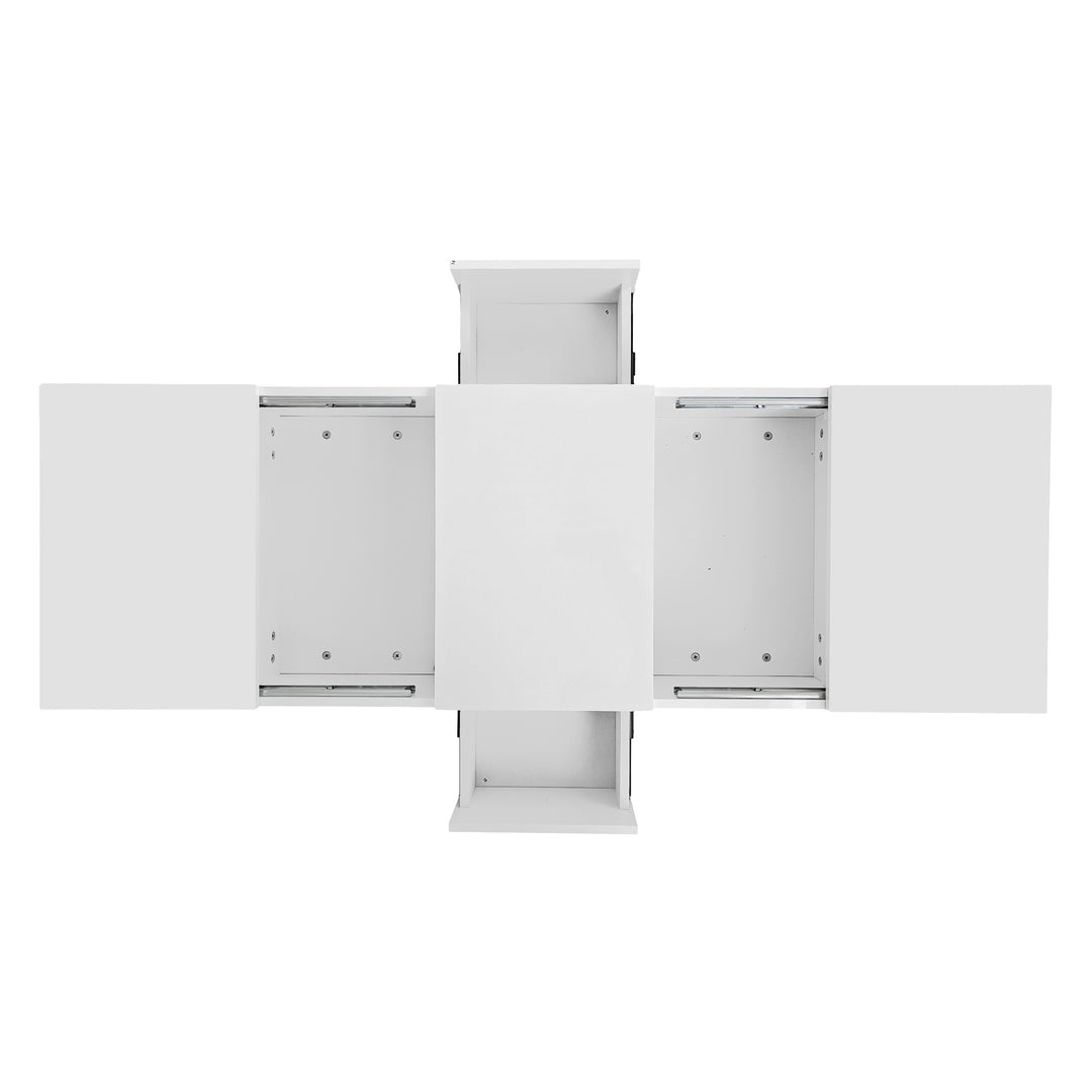 White rectangular coffee table high gloss with push pull double sided drawers SPECIES