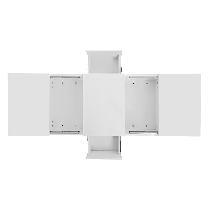 White rectangular coffee table high gloss with push pull double sided drawers SPECIES