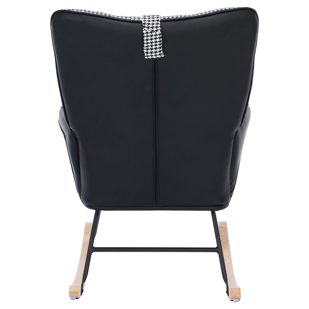 Black white houndstooth rocking chair high back with footrest CLOUDBROOK UK