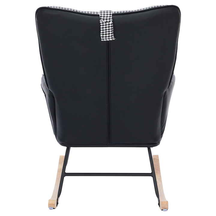 Black white houndstooth rocking chair high back with footrest CLOUDBROOK UK