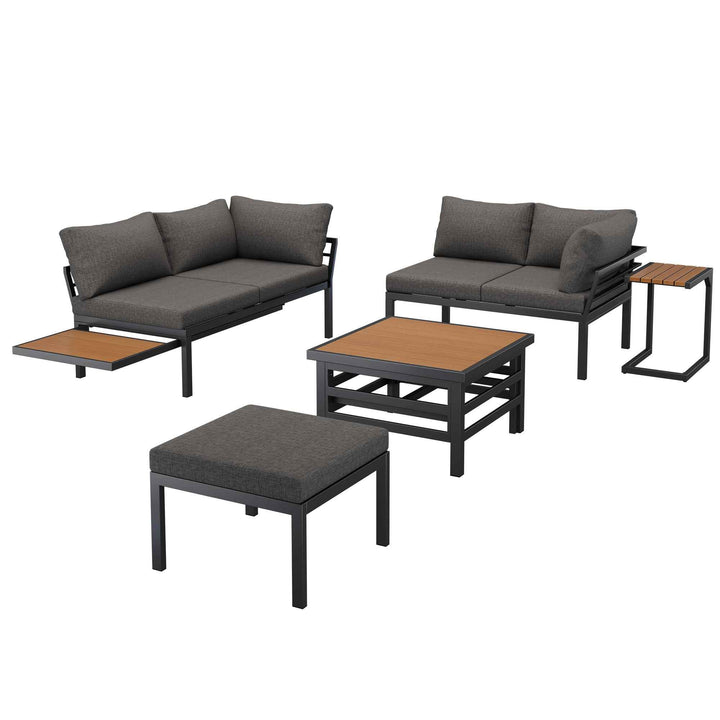 Outdoor patio furniture set, 2 double sofas, ottoman, lift-top coffee table FLAREQUASARX