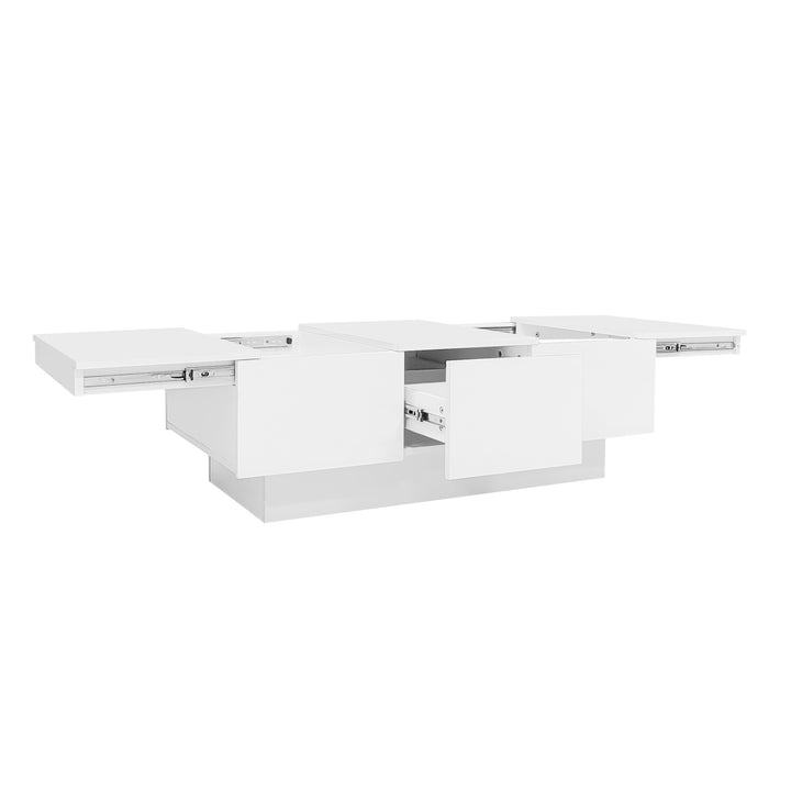White high gloss coffee table with storage 100 x 55 x 35 cm WAXCELL UK