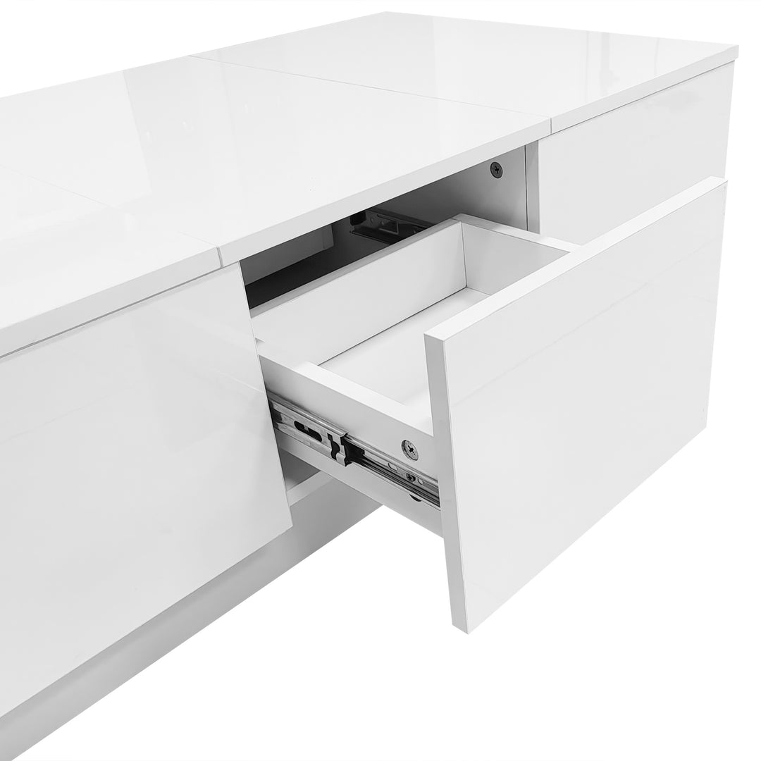 White high gloss coffee table with storage 100 x 55 x 35 cm WAXCELL UK