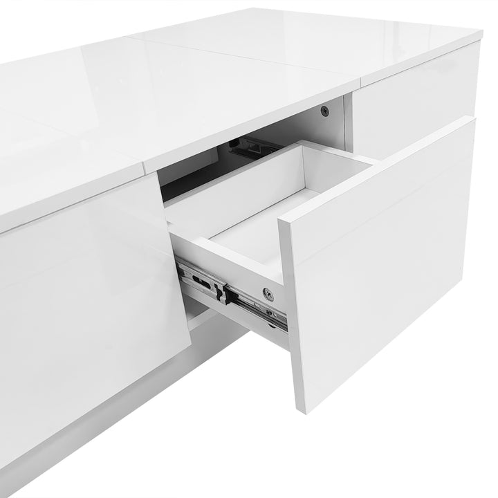 White high gloss coffee table with storage 100 x 55 x 35 cm WAXCELL UK