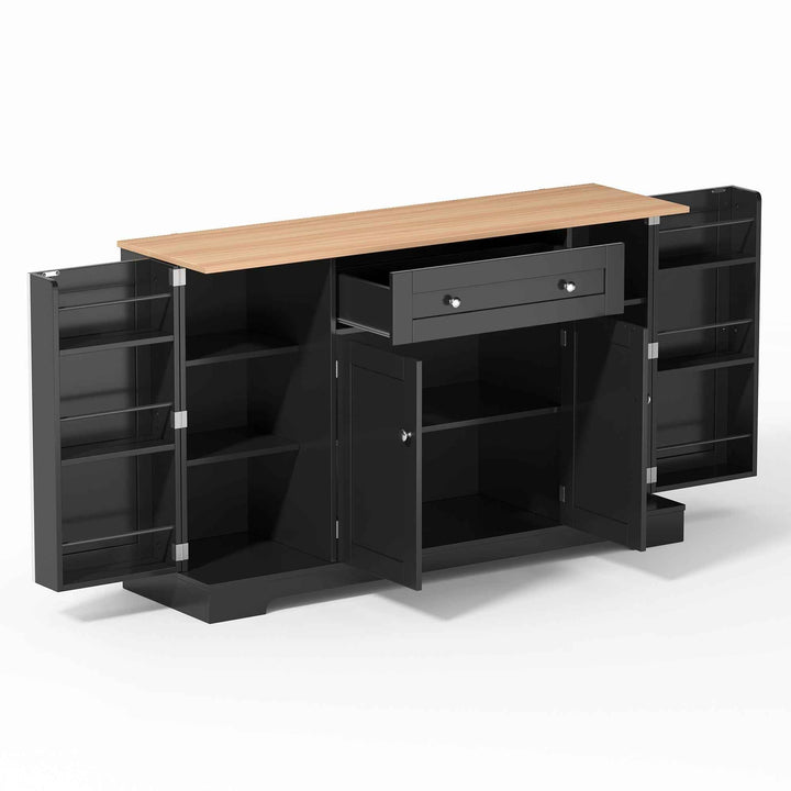 00+Kitchen Sideboard Cabinet 138cm Modern Storage Unit with Drawer, Adjustable Shelves & Doors for Kitchen, Living Room VERTEXMEK