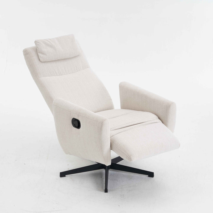 00+Recliner Chair Chenille Fabric Upholstered, Beige, Pillow Padded Seat & Footrest, Living Room Comfort NOVATHAL