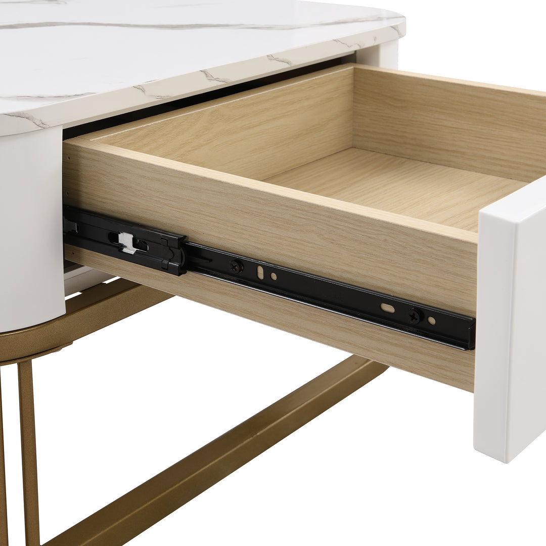 White high gloss marble-look nesting coffee table VREVIEK WHITE UK