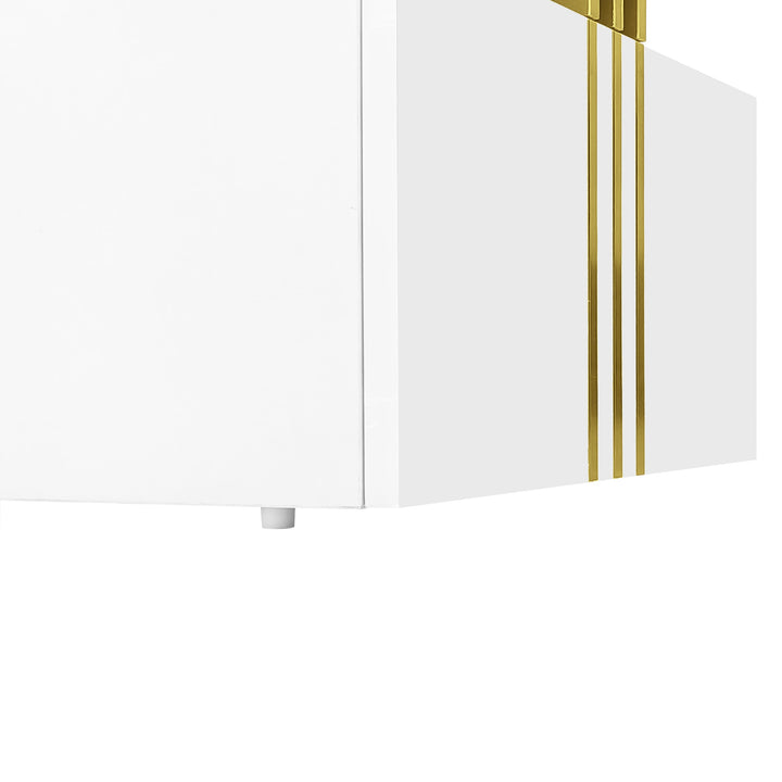 White marble look coffee table with gold accents and 2 drawers CREPUSCRAY