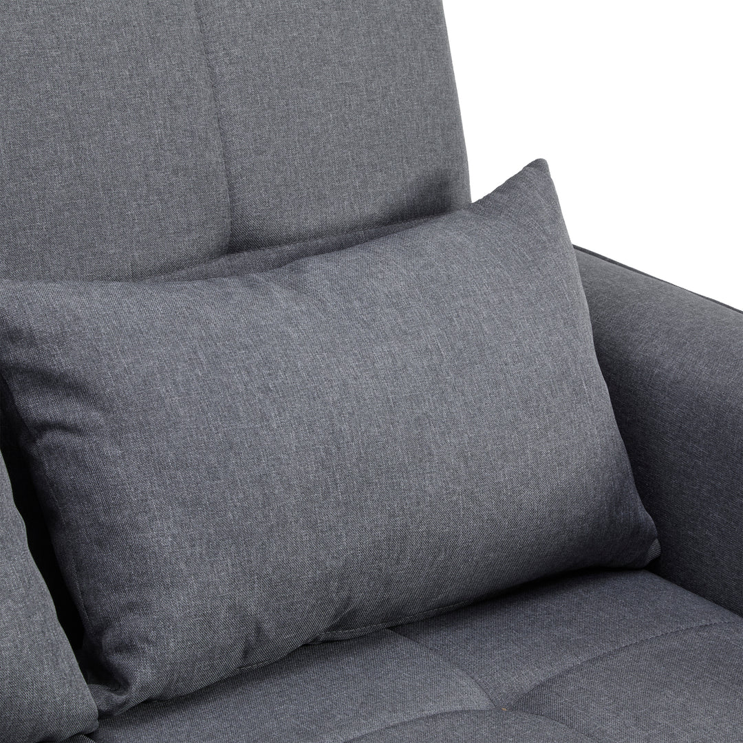 Gray fabric convertible 2-seater sofa bed pull-out design, adjustable backrest, and storage FROSTSTONE