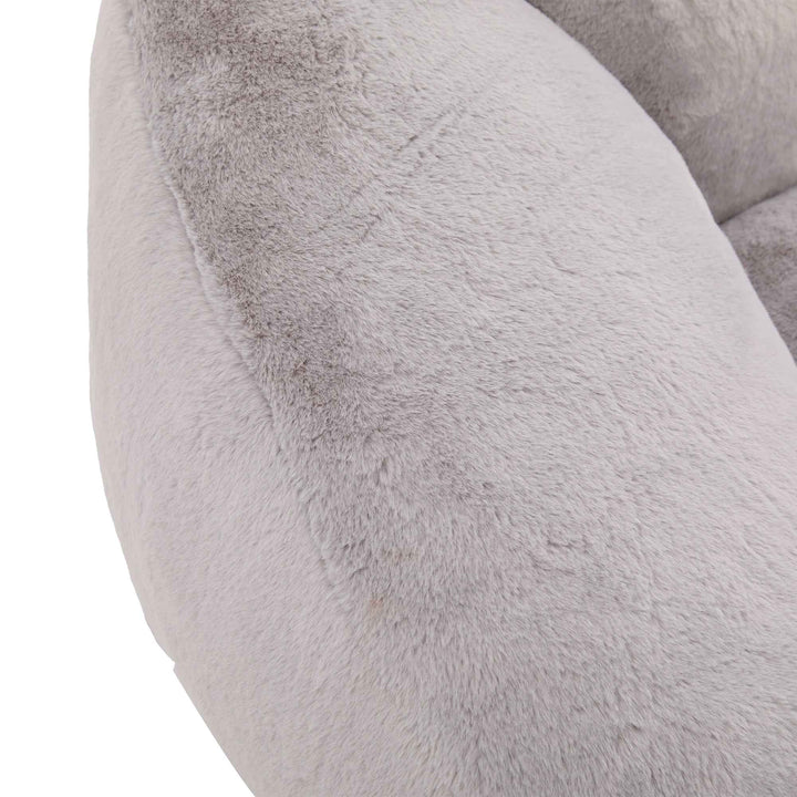 Lazy chair shell shaped sofa light grey faux fur, memory foam bean bag chair removable cover