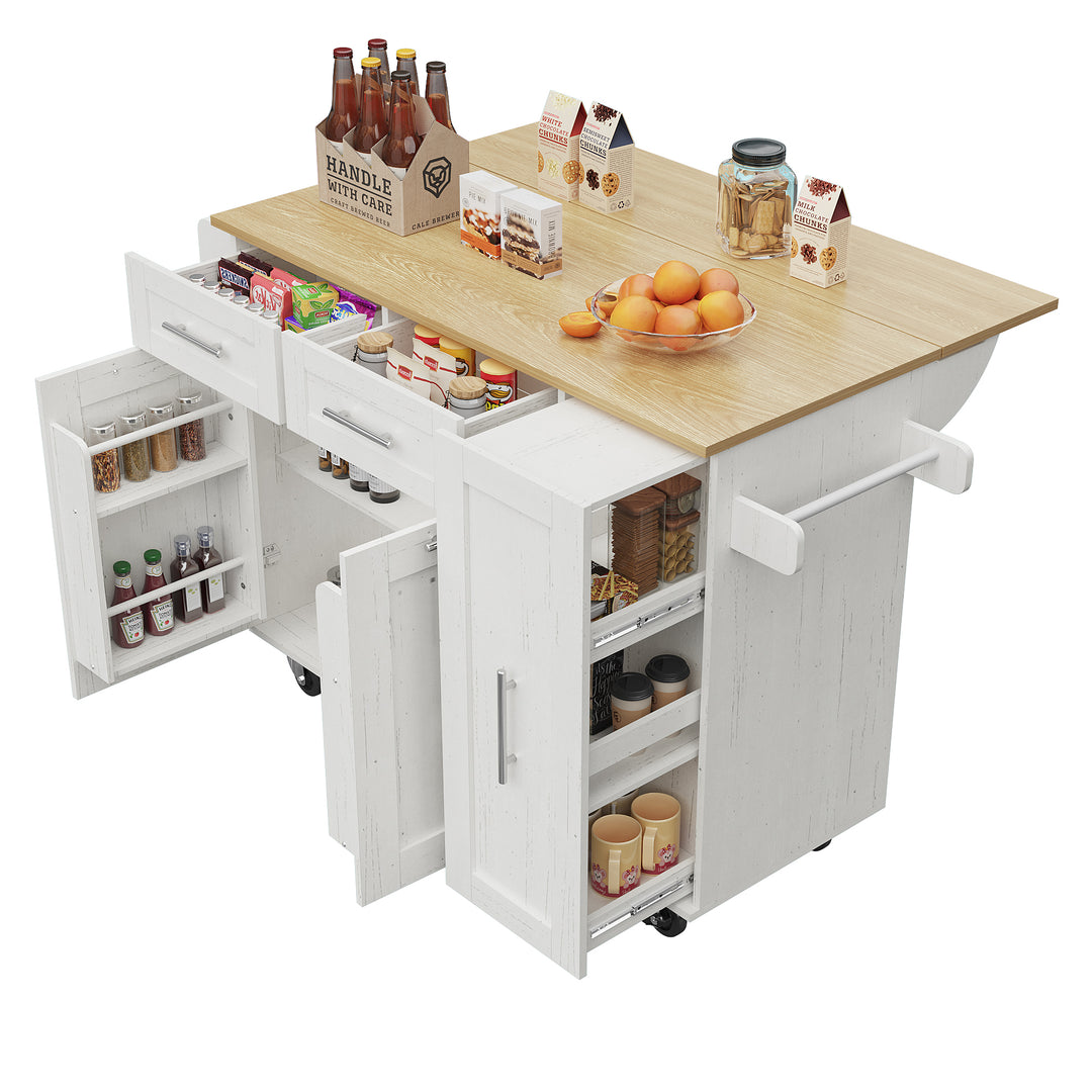 White modern foldable kitchen island trolleys BOG