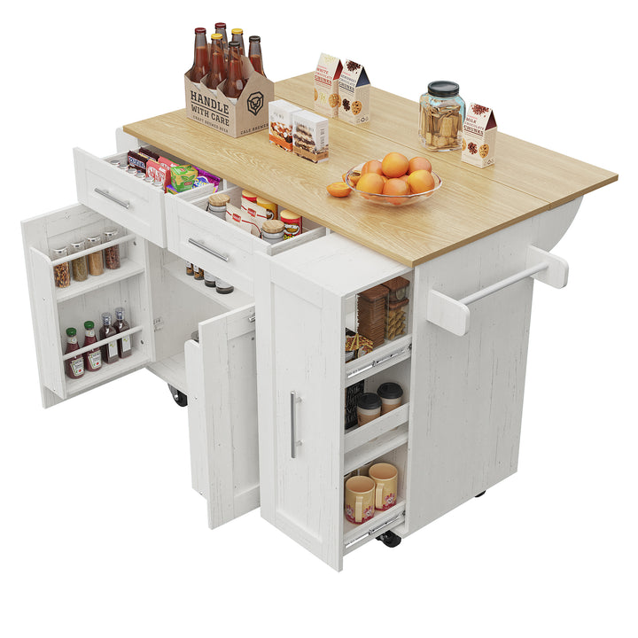 White modern foldable kitchen island trolleys BOG