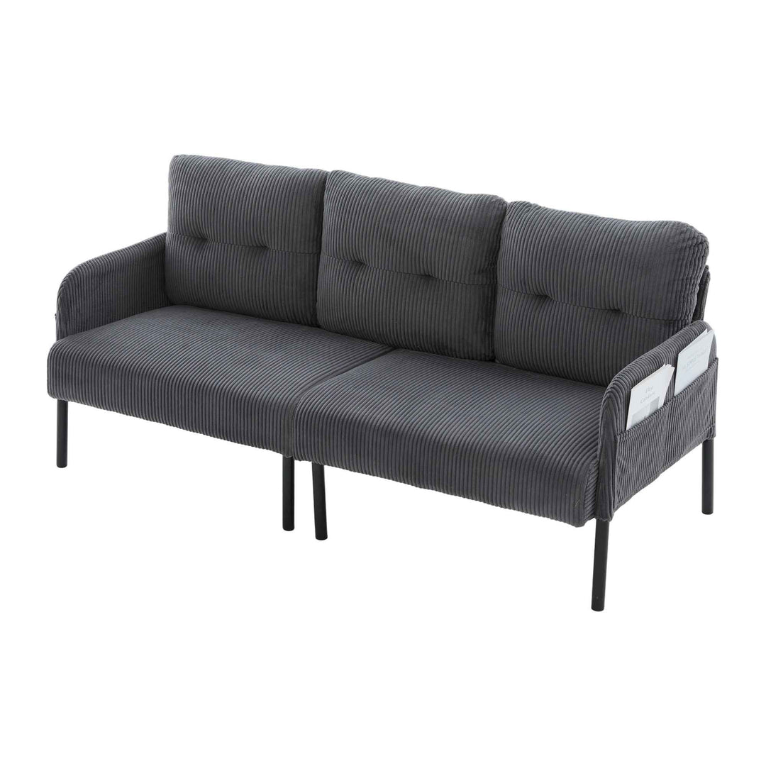 00+Oversized Loveseat Sofa, Corduroy Upholstered Double-Seater, Charcoal Grey for Living Room NOVALA