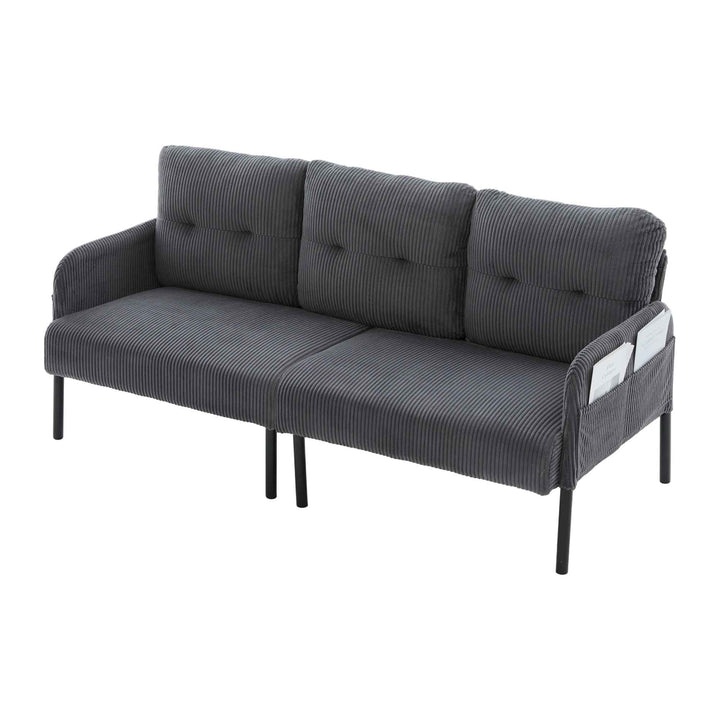 00+Oversized Loveseat Sofa, Corduroy Upholstered Double-Seater, Charcoal Grey for Living Room NOVALA