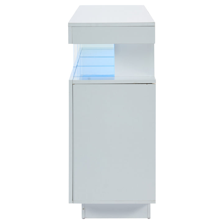 Modern White Sideboard 2 Doors 3 Drawers with LED Lights 140cm WOODMIRROR