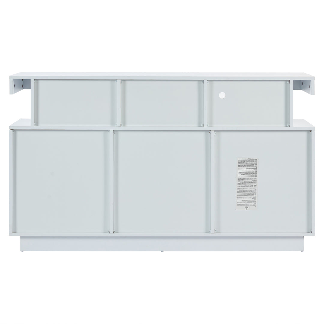 Modern White Sideboard 2 Doors 3 Drawers with LED Lights 140cm WOODMIRROR