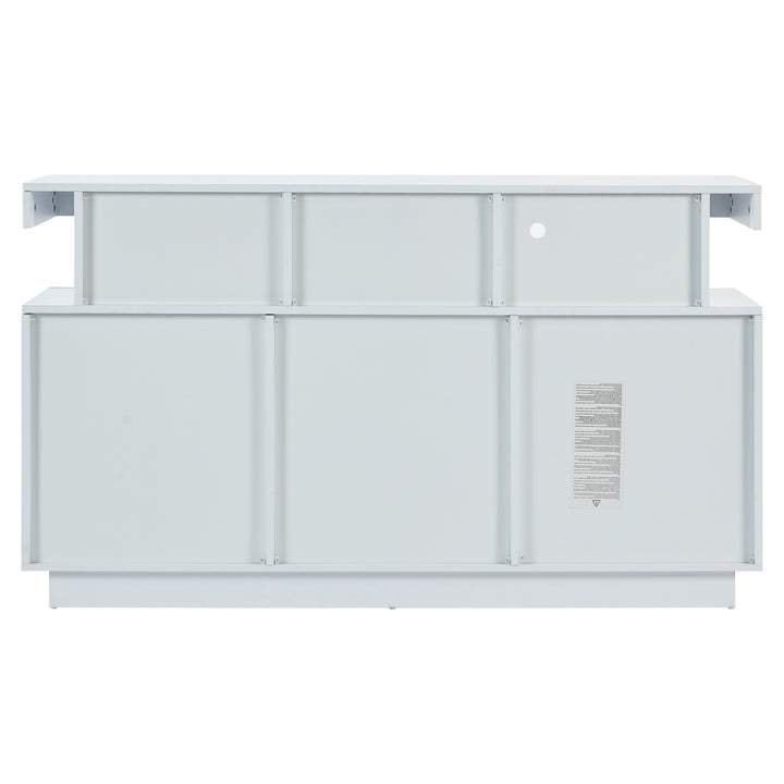 Modern White Sideboard 2 Doors 3 Drawers with LED Lights 140cm WOODMIRROR