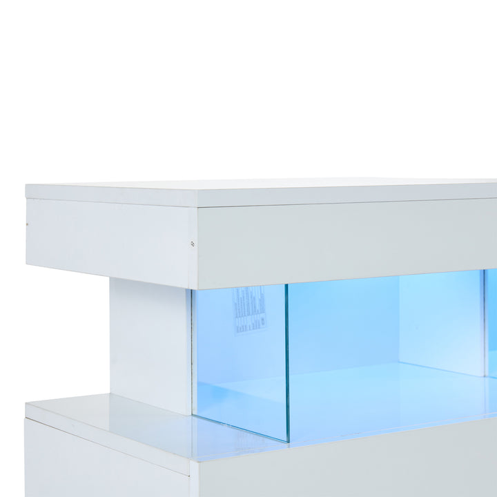 Modern White Sideboard 2 Doors 3 Drawers with LED Lights 140cm WOODMIRROR