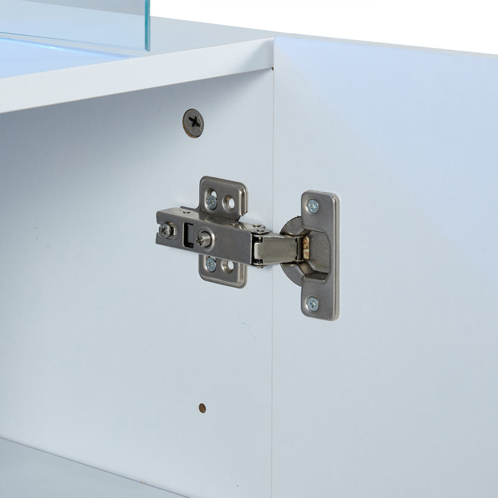 Modern White Sideboard 2 Doors 3 Drawers with LED Lights 140cm WOODMIRROR