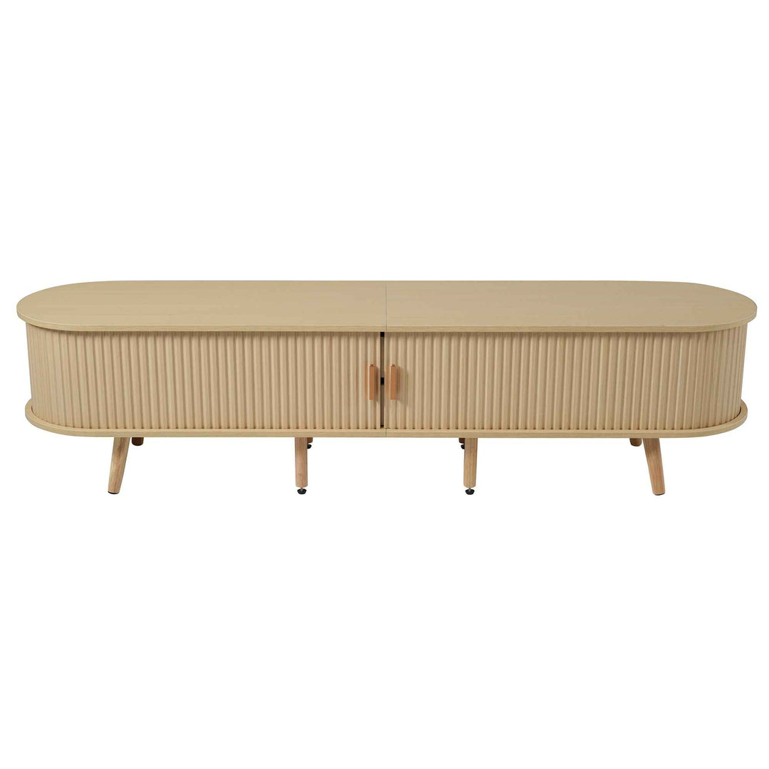 00+缺图 TV Stand Modern Style 170 cm Oak-Effect with 2 Drawers & Sliding Doors for Living Room URBANWOOLSTYLE
