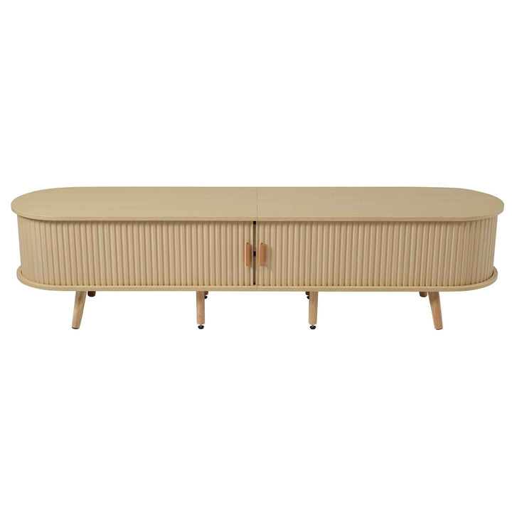 00+缺图 TV Stand Modern Style 170 cm Oak-Effect with 2 Drawers & Sliding Doors for Living Room URBANWOOLSTYLE