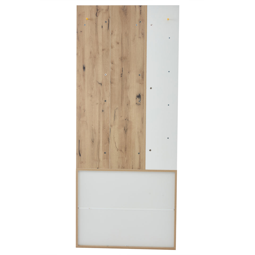 Wooden entryway wardrobes with coat hooks and shoe storage shelves ELYSIUMIS