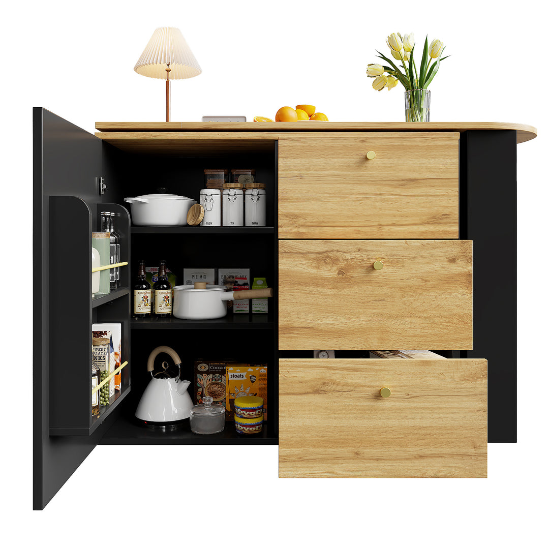 Extendable bar table 360° rotating black wooden gold accent 138–204cm NOBLEIV