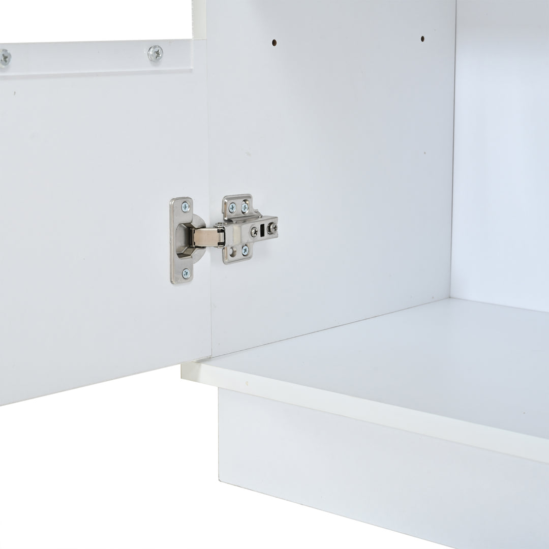 White High-Gloss Sideboard&nbsp;with 4 Doors & LED Lighting 140cm WICKERTABLE