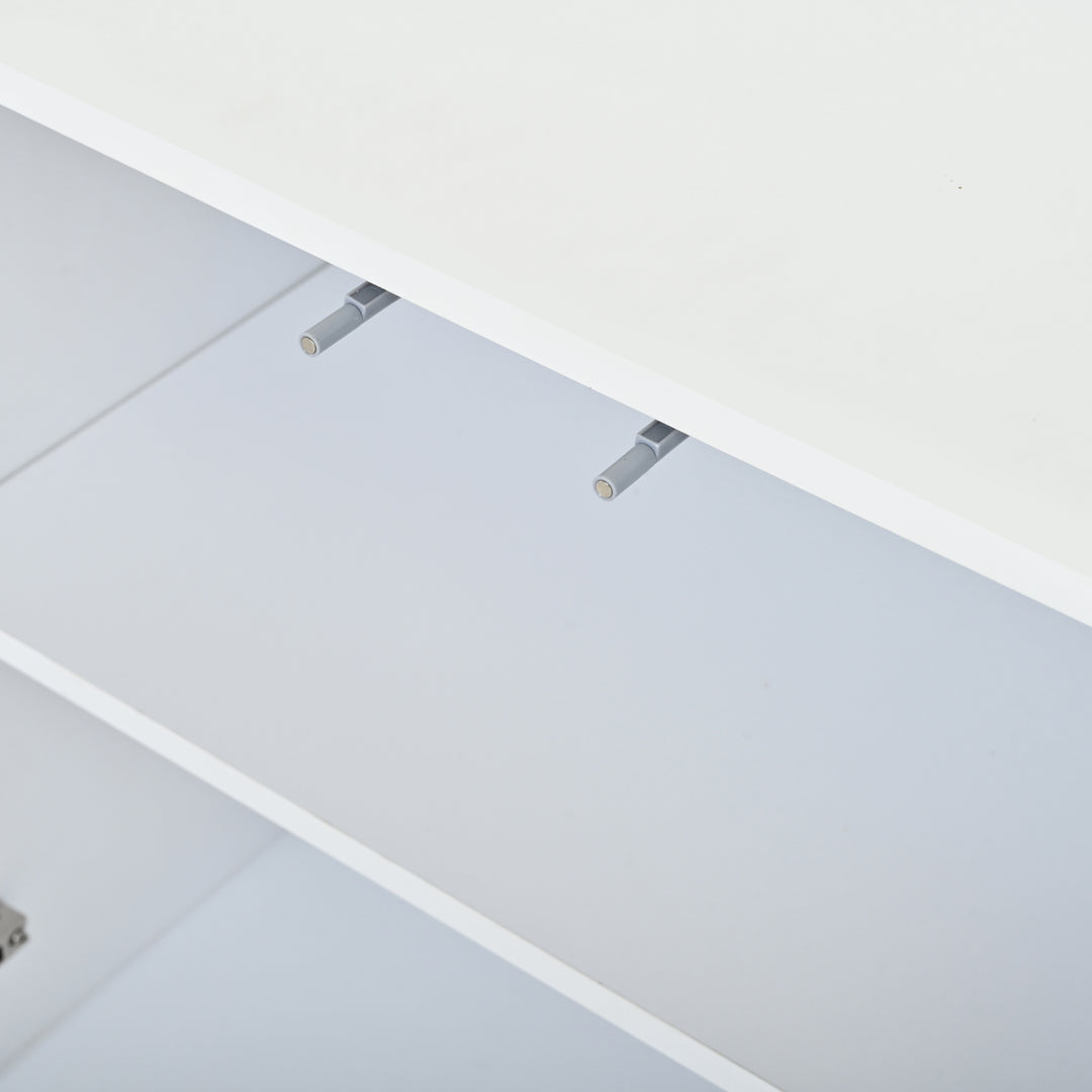 White High-Gloss Sideboard&nbsp;with 4 Doors & LED Lighting 140cm WICKERTABLE