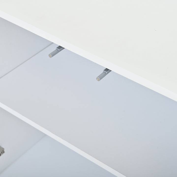 White High-Gloss Sideboard&nbsp;with 4 Doors & LED Lighting 140cm WICKERTABLE