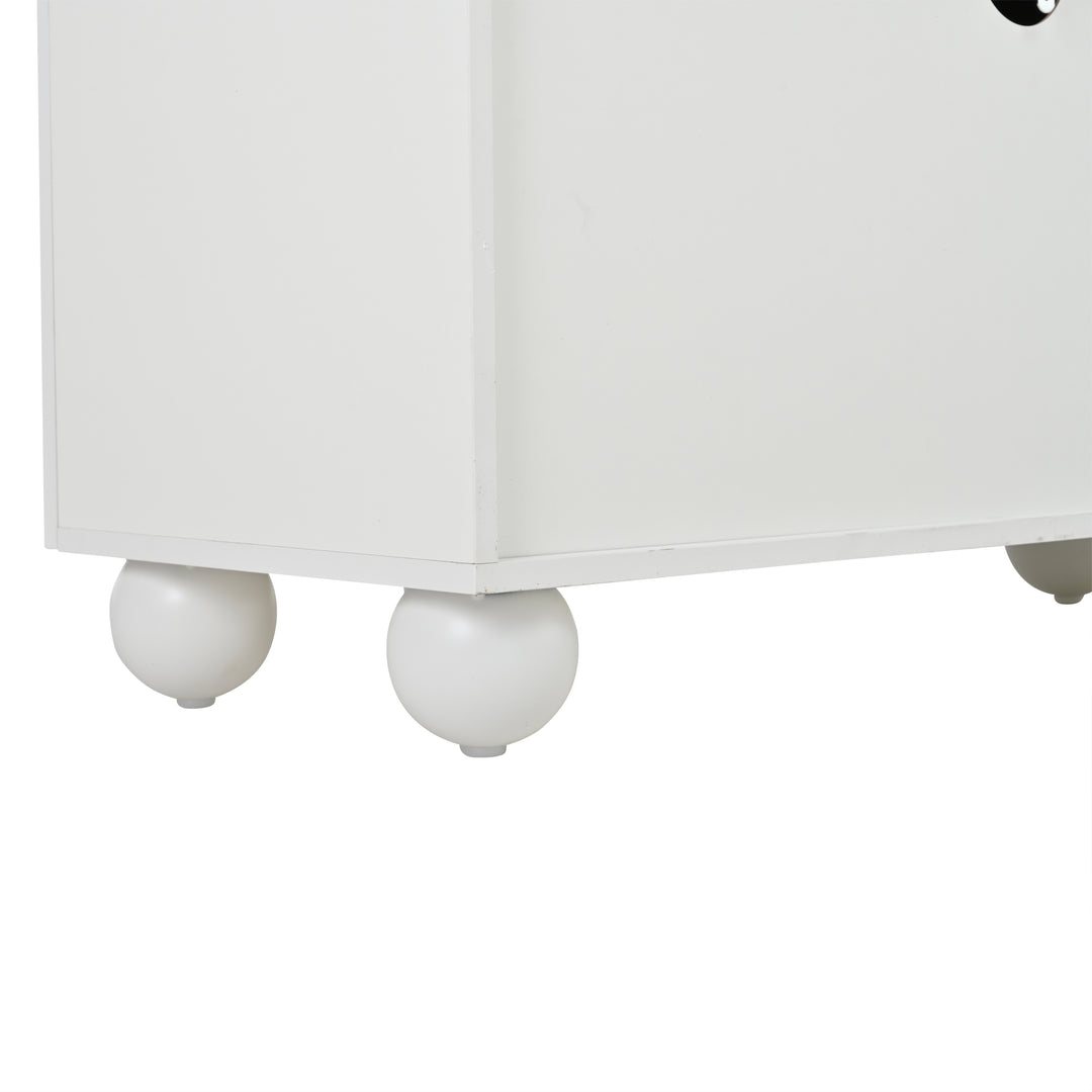 Modern Style White and Oak TV Stand with 4 Doors & Push-Open Storage 180cm WICKERSOFA