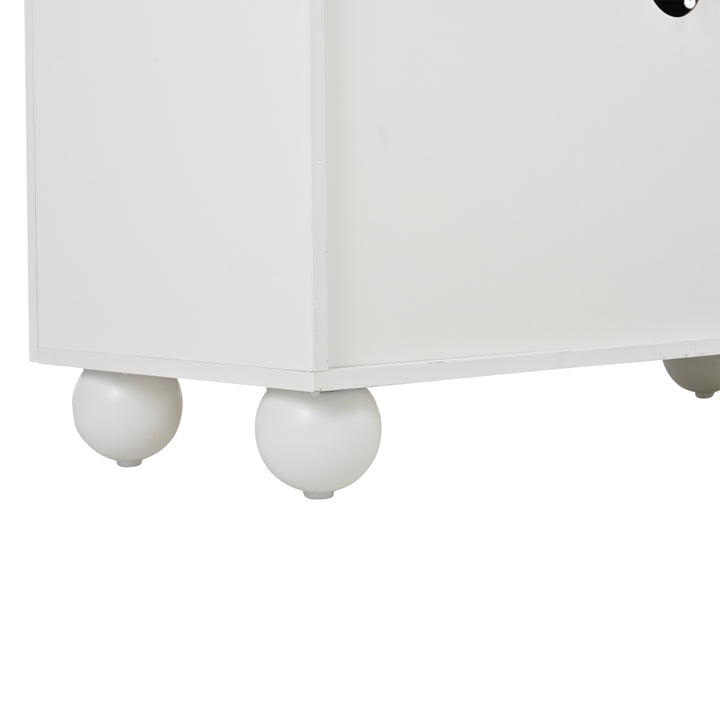 Modern Style White and Oak TV Stand with 4 Doors & Push-Open Storage 180cm WICKERSOFA