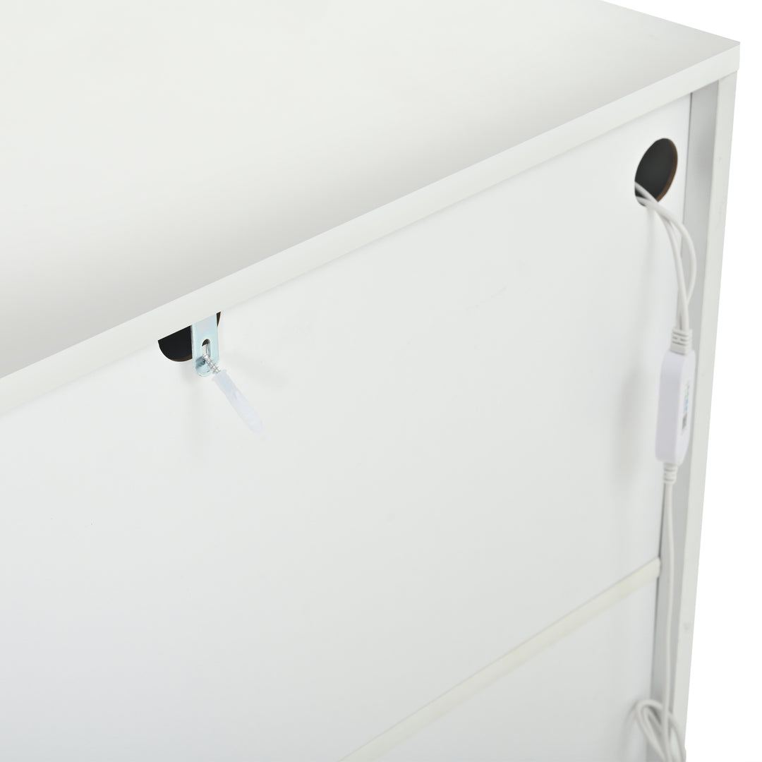 White High-Gloss Sideboard&nbsp;with 4 Doors & LED Lighting 140cm WICKERTABLE