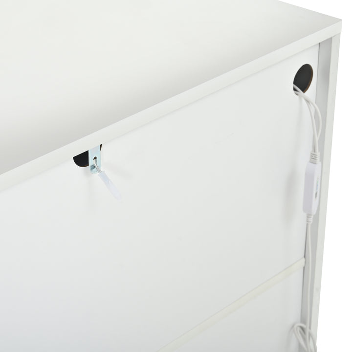 White High-Gloss Sideboard&nbsp;with 4 Doors & LED Lighting 140cm WICKERTABLE
