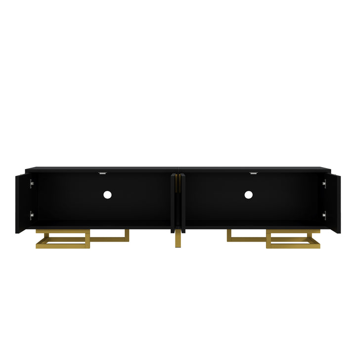Modern TV stand with textured doors and golden accents SINGULARITYHUB