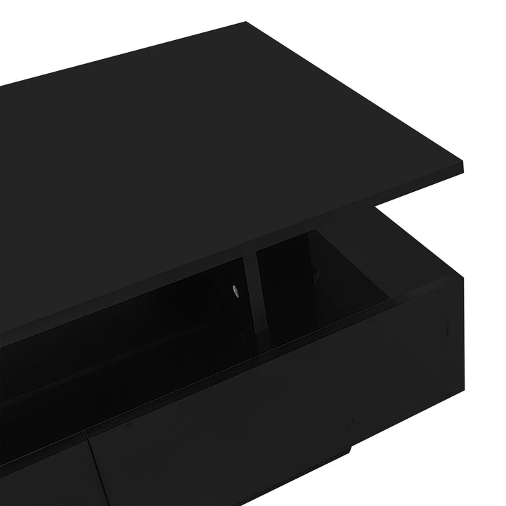 Black high-gloss coffee table 2 drawers with LED lighting ATOMSWALE