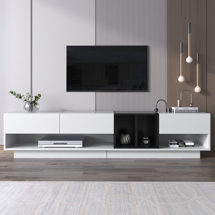 High-gloss white and black TV cabinet THRILGOD UK