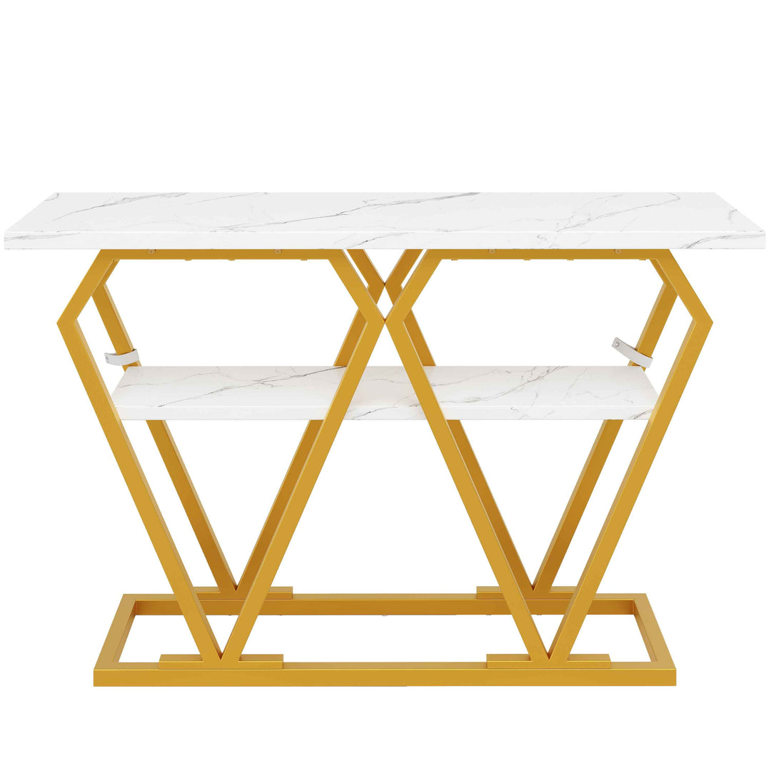 Console table white marble-look MDF top, gold legs QUASARVEXEL