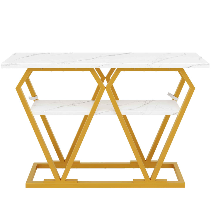 Console table white marble-look MDF top, gold legs QUASARVEXEL