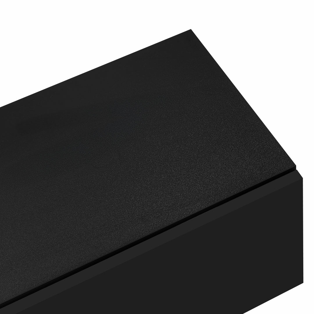 Modern black high gloss TV cabinet with glass shelves and LED lighting KETTLEHOLE