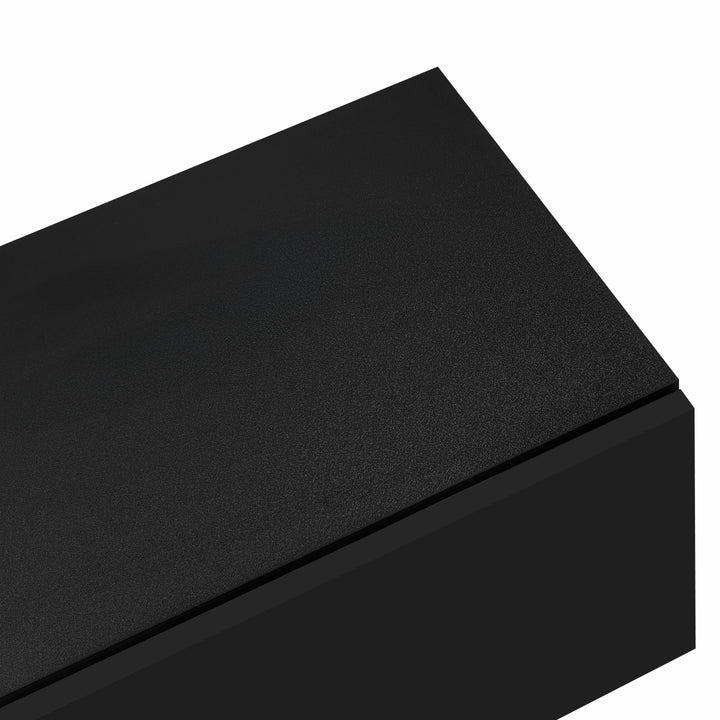 Modern black high gloss TV cabinet with glass shelves and LED lighting KETTLEHOLE