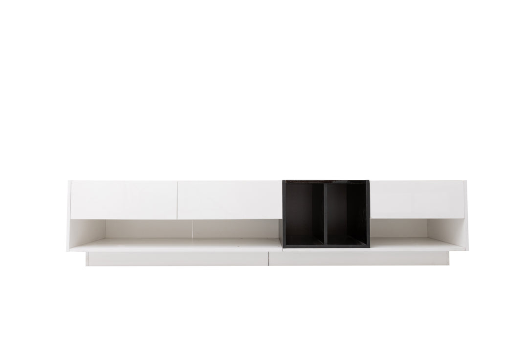 High-gloss white and black TV cabinet THRILGOD UK