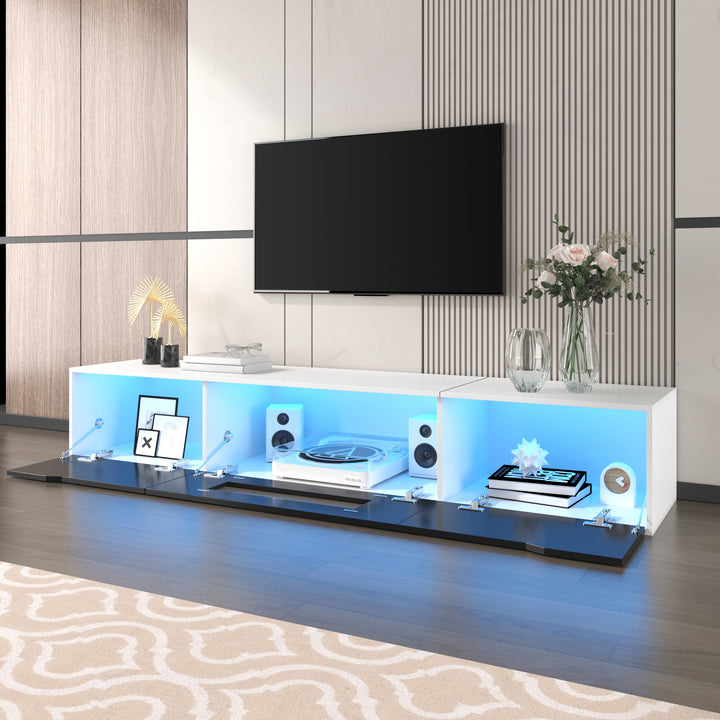 Black high-gloss suspended TV cabinet with LED lights YOLMEARS UK