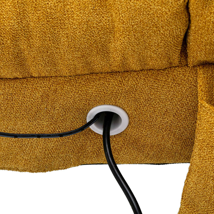 Chaise Lounge Chair Yellow Linen, Modern Recliner for Living Room Bedroom XXXXIV