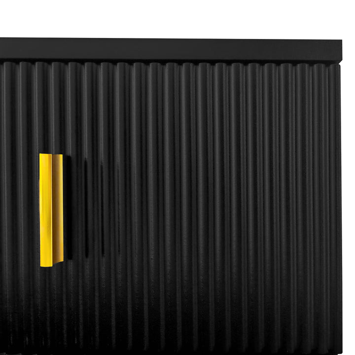 Black shoe cabinet with textured design and golden legs CEDARGLADE UK