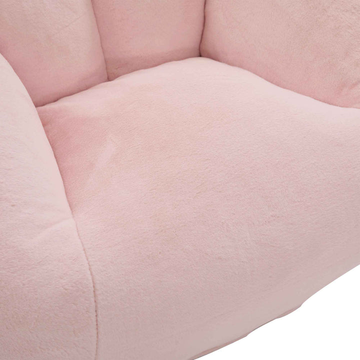 Lazy chair shell shaped sofa pink faux fur, memory foam bean bag chair removable cover