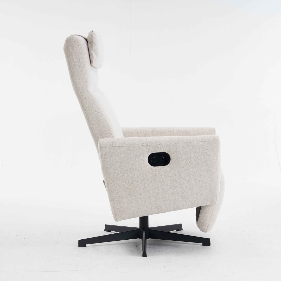 00+Recliner Chair Chenille Fabric Upholstered, Beige, Pillow Padded Seat & Footrest, Living Room Comfort NOVATHAL