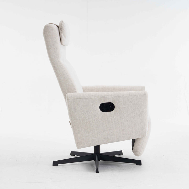 00+Recliner Chair Chenille Fabric Upholstered, Beige, Pillow Padded Seat & Footrest, Living Room Comfort NOVATHAL