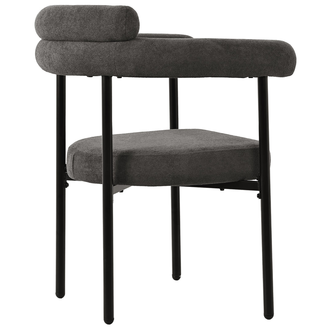 Set of 2 modern gray fabric armchairs black metal frame CLOUDGLADE
